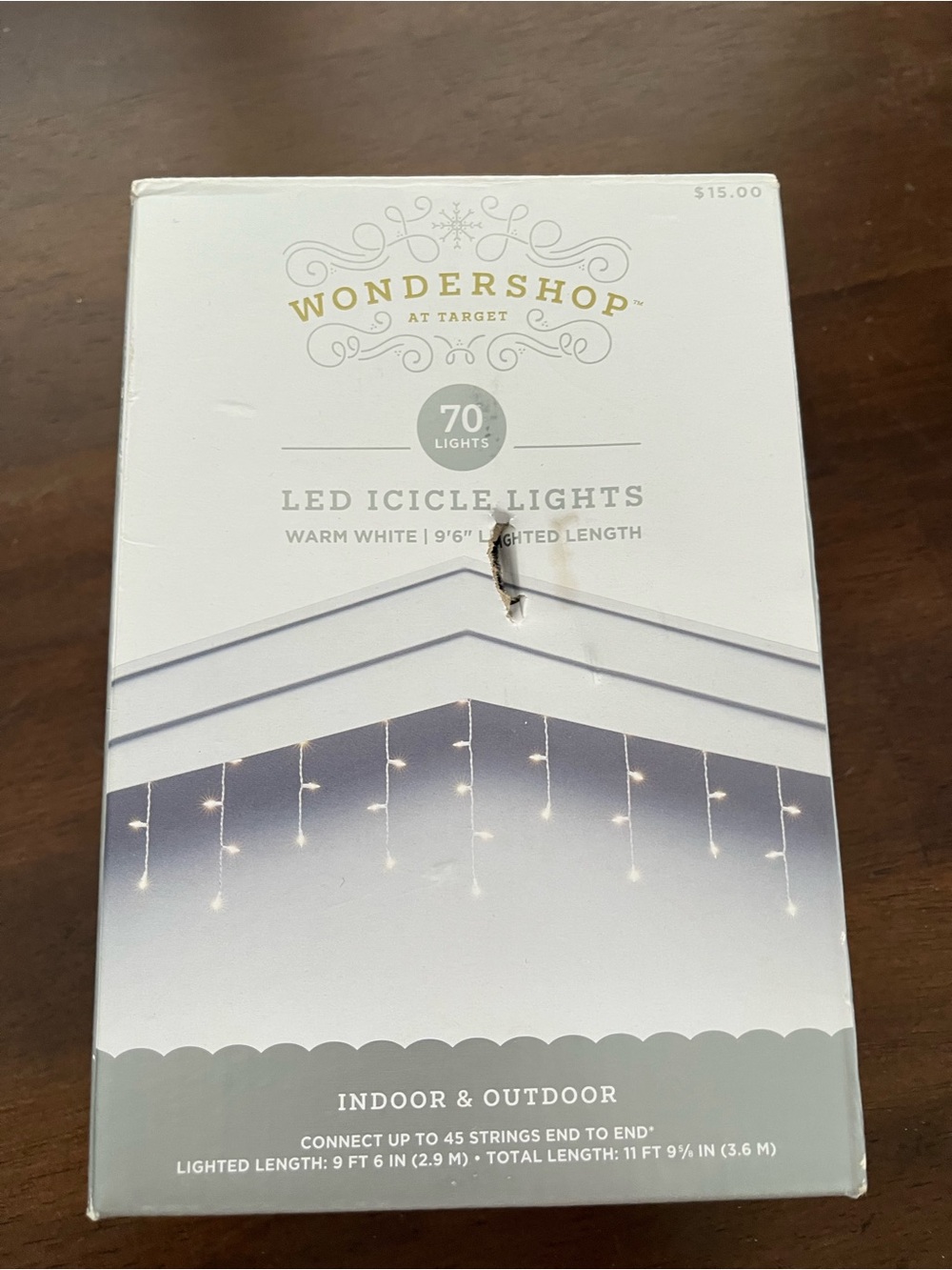 Wondershop Warm White LED Icicle String Lights